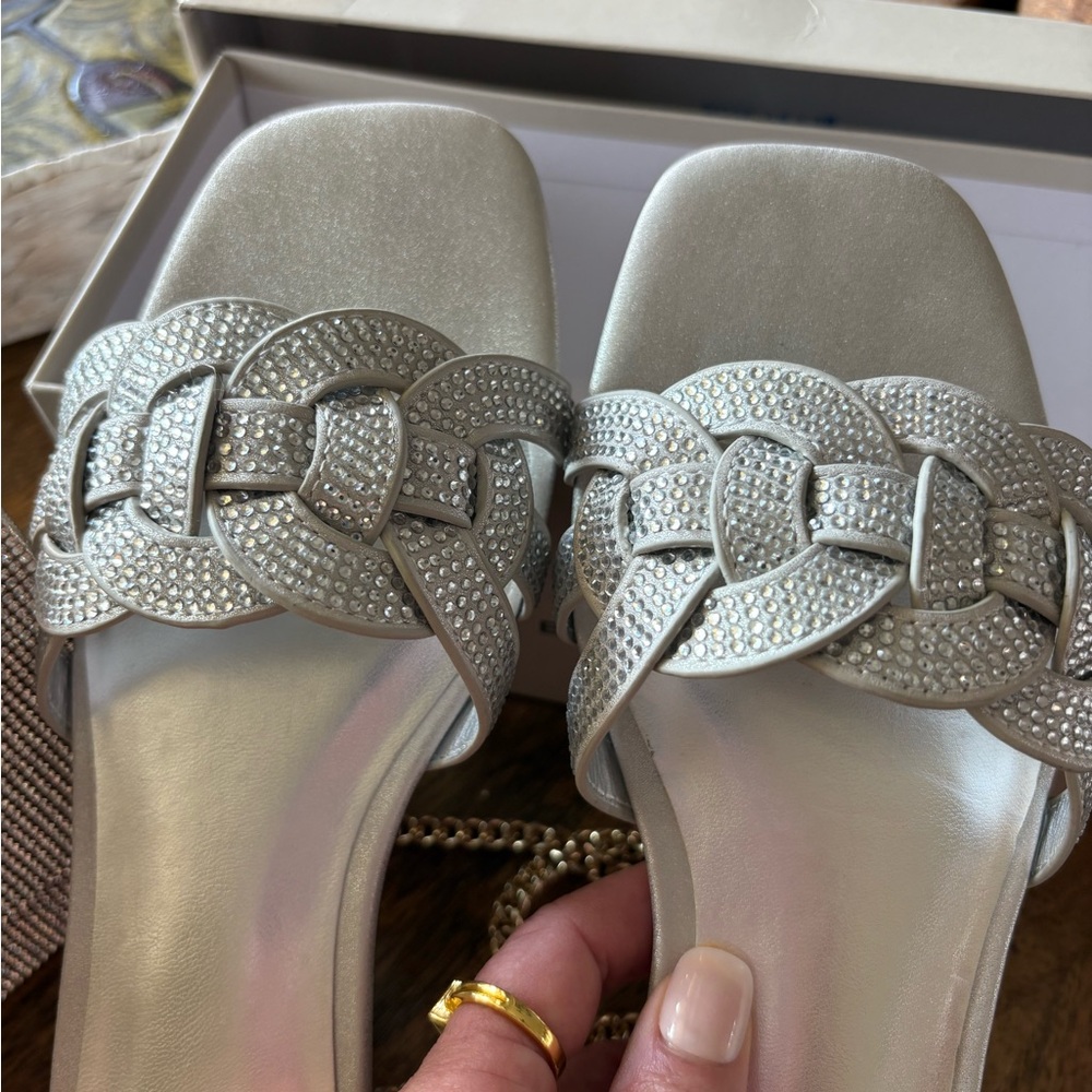 Bandolino Silver Sandals with Braided Design